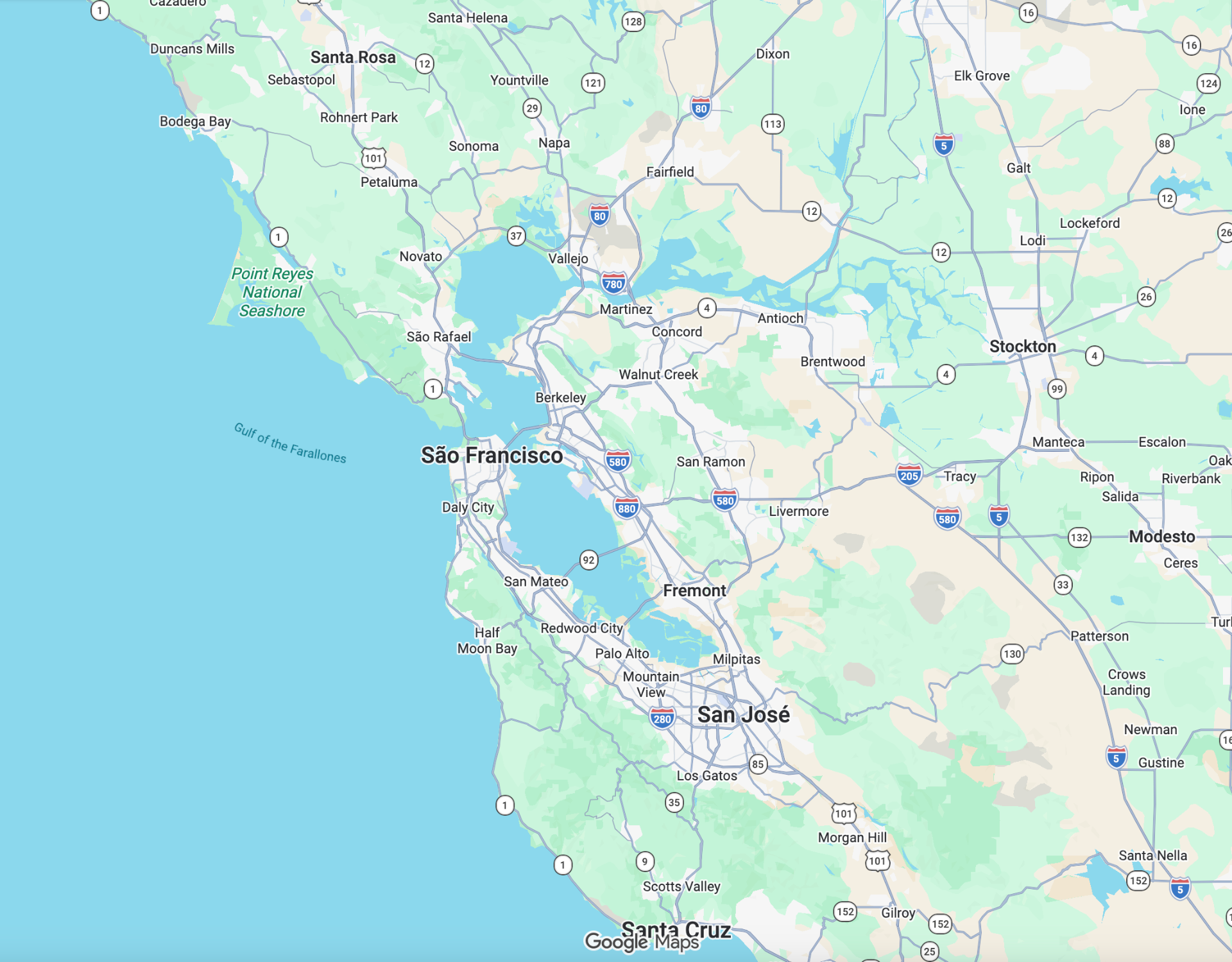 Map of the Bay Area showing Moreno Construction's service regions